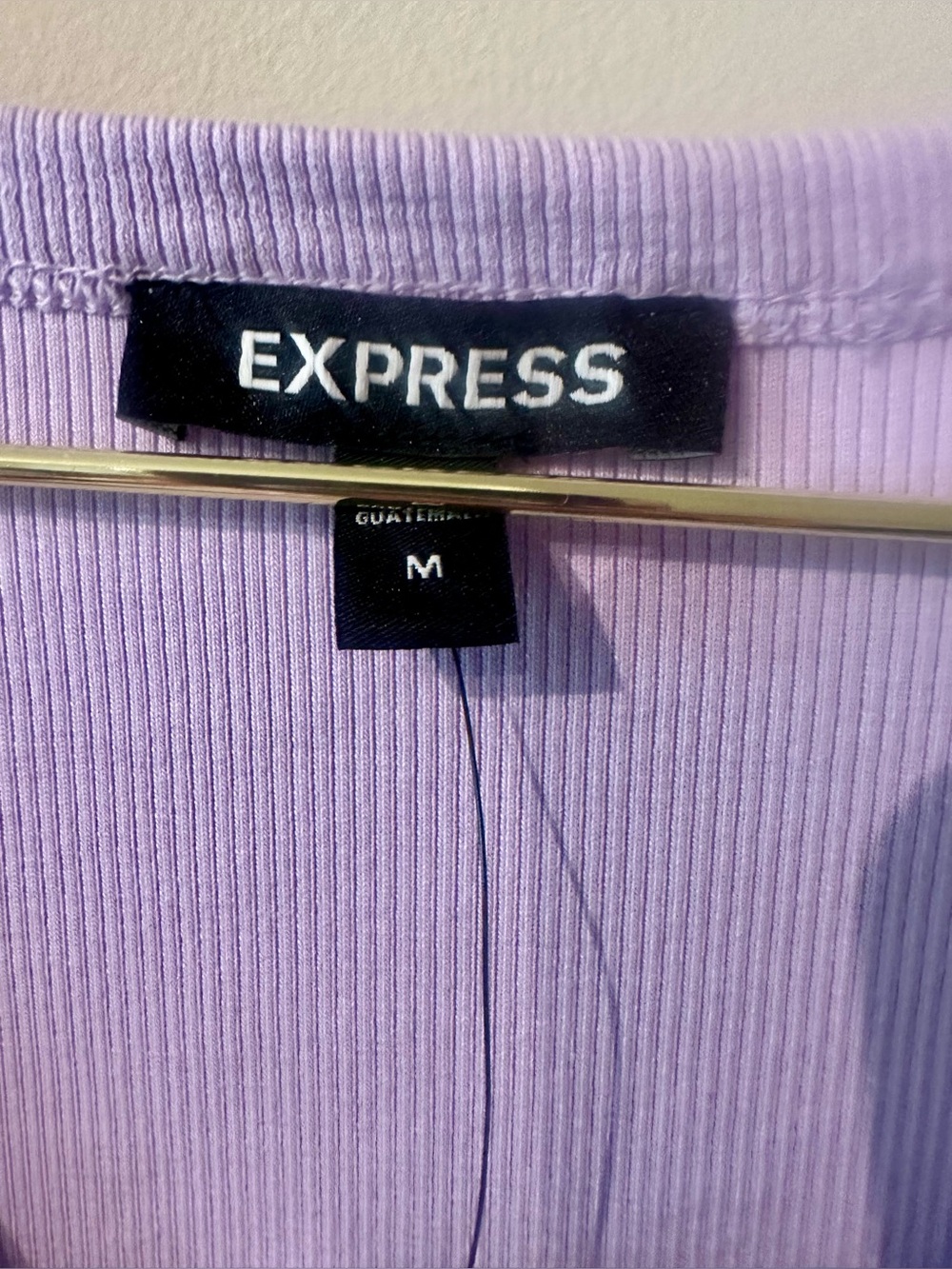 Express Ribbed V-Neck Ruffle Sleeve Bodysuit Lavender size Medium New with tag - Picture 7 of 9